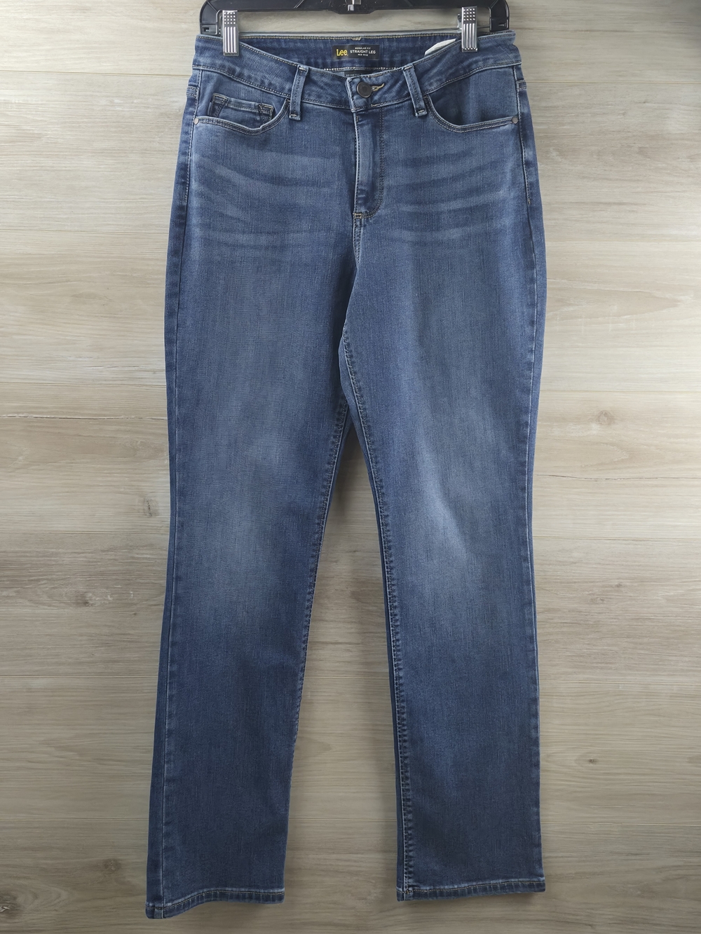 Lee Secretly Shapes Straight Leg Jeans Blue Mid Rise Regular Fit Size 10M